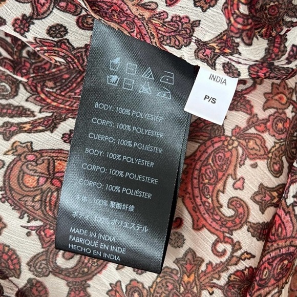 NEW XS/S Free People High Low Printed Ruffle Chiffon Duster Paisley Cardigan - Picture 7 of 8